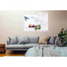Toile sur chassis bois carte marine peinte - Rêves de Polynésie
