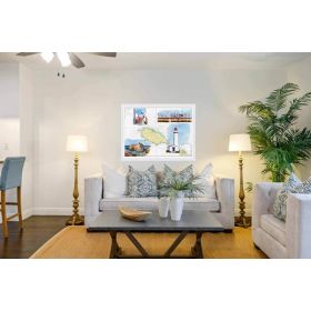 Toile sur chassis bois carte marine peinte - Balade à l'Île d'Yeu