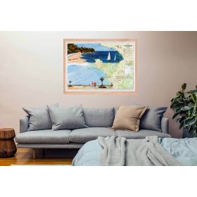 Toile sur chassis bois carte marine peinte - Passage du gois à Noirmoutier