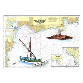 Toile sur chassis bois carte marine peinte - Abords de Saint Raphaël