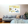 Toile sur chassis bois carte marine peinte - Rade de Toulon