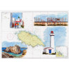 Carte marine peinte sur papier - Balade à l'Île d'Yeu