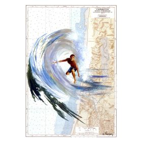 Toile sur chassis bois carte marine peinte - Le tube de Cap Breton