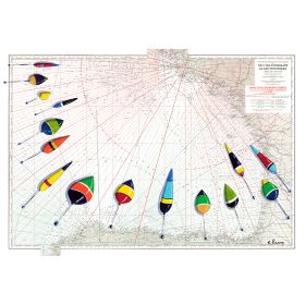 Toile sur chassis bois carte marine peinte - Bouchons dans le Golfe de Gascogne
