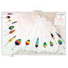 Toile sur chassis bois carte marine peinte - Bouchons dans le Golfe de Gascogne