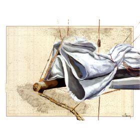 Toile sur chassis bois carte marine peinte - Au large de l'Île de Groix