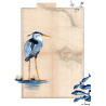 Toile sur chassis bois carte marine peinte - Héron de l'île de Ré