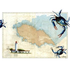 Toile sur chassis bois carte marine peinte - Pince mi et pince moi à l'Île d'Yeu