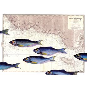 Toile sur chassis bois carte marine peinte - En sortant de Lorient