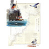 Toile sur chassis bois carte marine peinte - Lundy island
