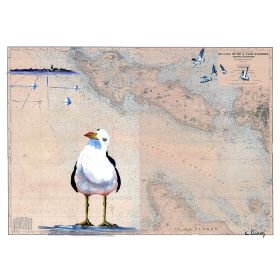 Toile sur chassis bois carte marine peinte - Fleur de sel à Oléron