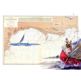 Toile sur chassis bois carte marine peinte - Sortie du chenal des Needles