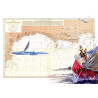 Toile sur chassis bois carte marine peinte - Sortie du chenal des Needles