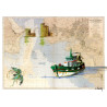 Toile sur chassis bois carte marine peinte - Thonier de la Rochelle