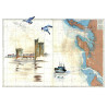 Toile sur chassis bois carte marine peinte - Tours de la Rochelle