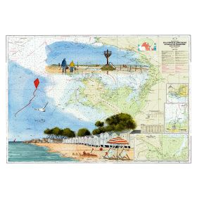 Toile sur chassis bois carte marine peinte - Promenade à Noirmoutier
