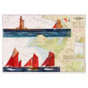 Toile sur chassis bois carte marine peinte - Régate de vieux gréements à Noirmoutier