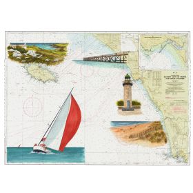 Toile sur chassis bois carte marine peinte - Côte de lumière