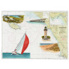 Toile sur chassis bois carte marine peinte - Côte de lumière