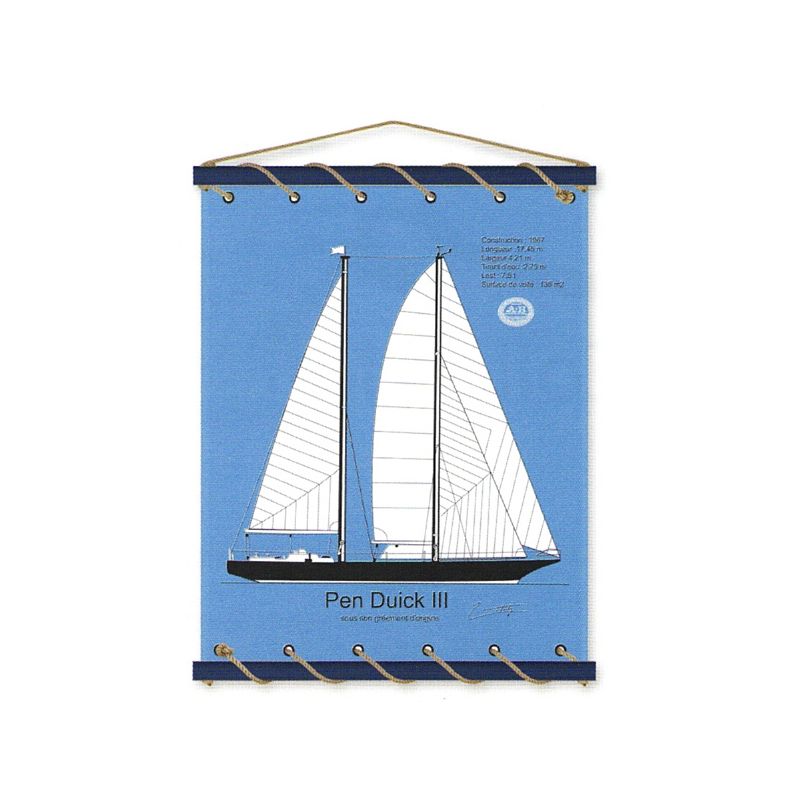 Toile tendue coton Pen Duick 3 - bleu