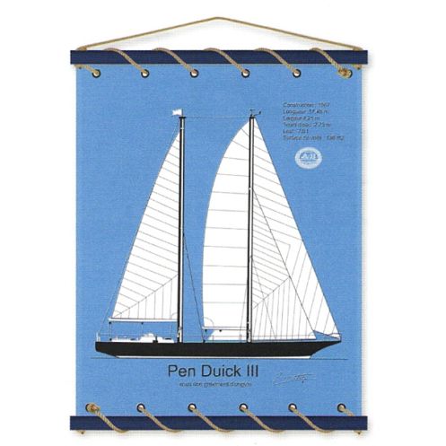 Toile tendue coton Pen Duick 3 - bleu