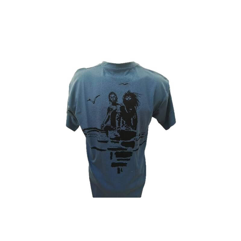 Tee shirt Corto Maltese - Pirogue - bleu - manches courtes