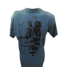 Tee shirt Corto Maltese - Pirogue - bleu - manches courtes