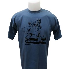 Tee shirt Corto Maltese - Fuir - bleu - manches courtes