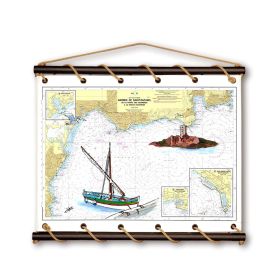Toile tendue coton carte marine peinte - Abords de Saint Raphaël