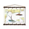 Toile tendue coton carte marine peinte - Abords de Saint Raphaël