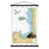 Toile tendue coton carte marine peinte - Côte de Nacre