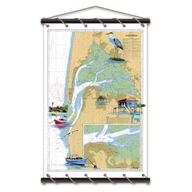 Toile tendue coton carte marine peinte - Petits mouchoirs à Arcachon