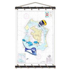 Toile tendue coton carte marine peinte - Plongée à Bora Bora