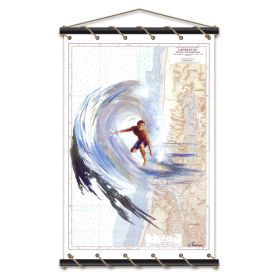 Toile tendue coton carte marine peinte - Le tube de Cap Breton