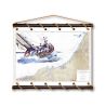 Toile tendue coton carte marine peinte - A la gite sur la côte Basque