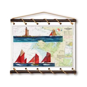 Toile tendue coton carte marine peinte - Régate de vieux gréements à Noirmoutier
