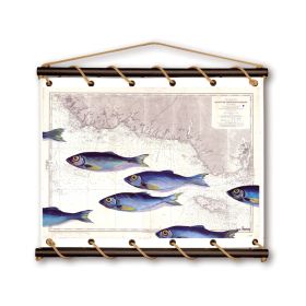 Toile tendue coton carte marine peinte - En sortant de Lorient
