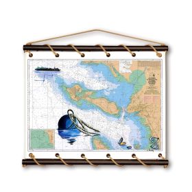 Toile tendue coton carte marine peinte - Bouée dans le Pertuis d'Antioche