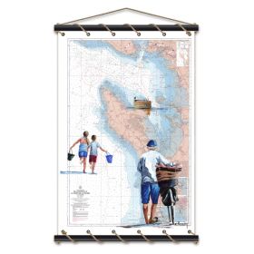 Toile tendue coton carte marine peinte - Direction Fort Boyard