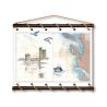 Toile tendue coton carte marine peinte - Tours de la Rochelle