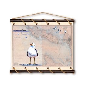 Toile tendue coton carte marine peinte - Fleur de sel à Oléron