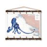 Toile tendue coton carte marine peinte - Tentacules sur l'ile de Ré
