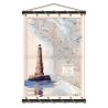Toile tendue coton carte marine peinte - Phare de Cordouan