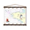 Toile tendue coton carte marine peinte - Bretagne