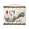 Toile tendue coton carte marine peinte - Pêche à pied à Perros Guirec