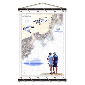 Toile tendue coton carte marine peinte - Promenade à Cannes