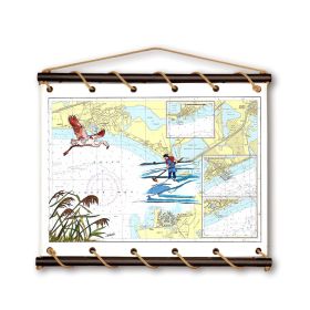 Toile tendue coton carte marine peinte - Golfe d'Aigues Mortes