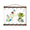 Toile tendue coton carte marine peinte - Guadeloupe