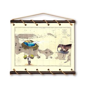 Toile tendue coton carte marine peinte - Ile de Java