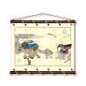 Toile tendue coton carte marine peinte - Ile de Java